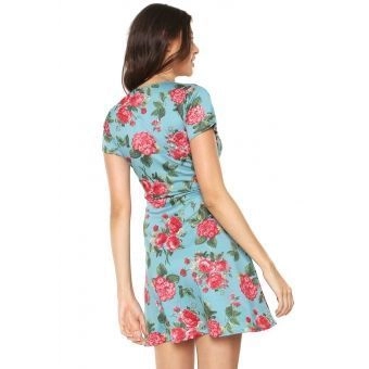 Vestido Estampado Curto Transpassado