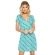 Vestido Estampado Curto Transpassado - Azul Piscina com Preto